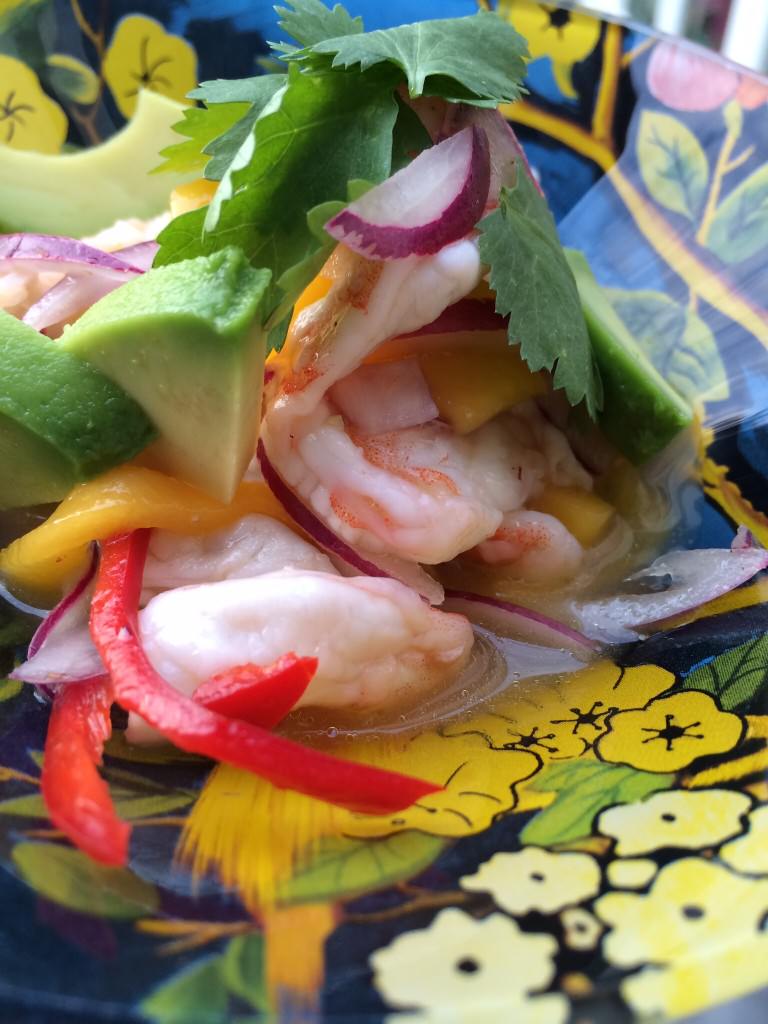 Ceviche with shrimps and mango