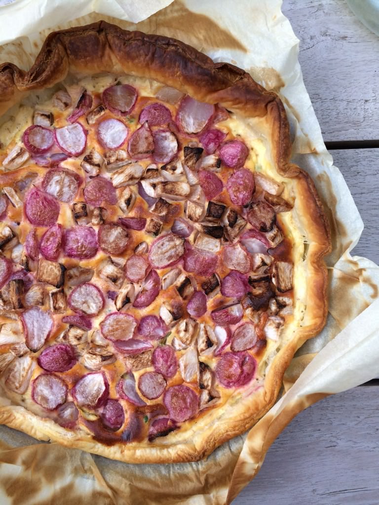 Quiche with radishes